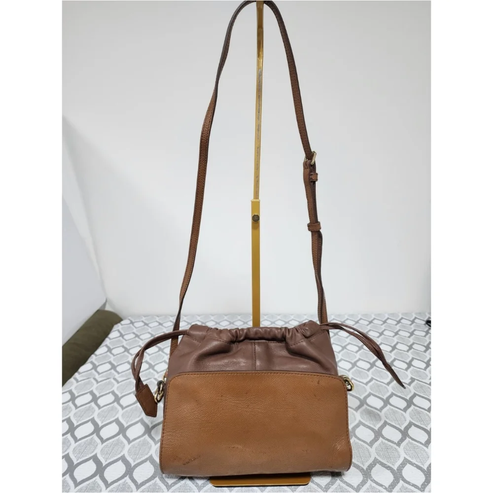 Burberry Leather Drawstring Crossbody Bag Brown